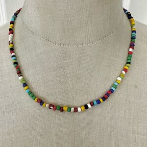 Colorful beaded necklace sterling silver clasp